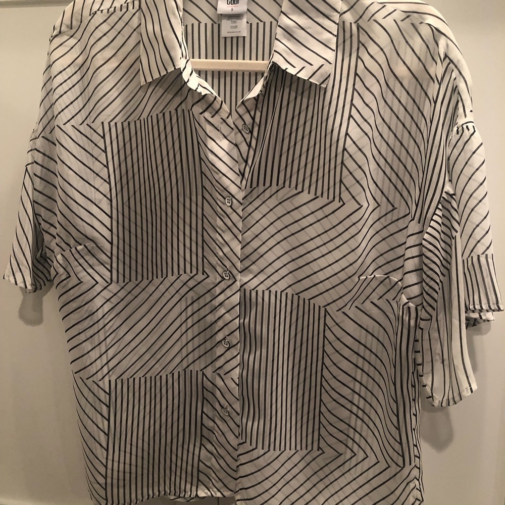 Cabi Parallel Button Down Black & White Striped A… - image 4